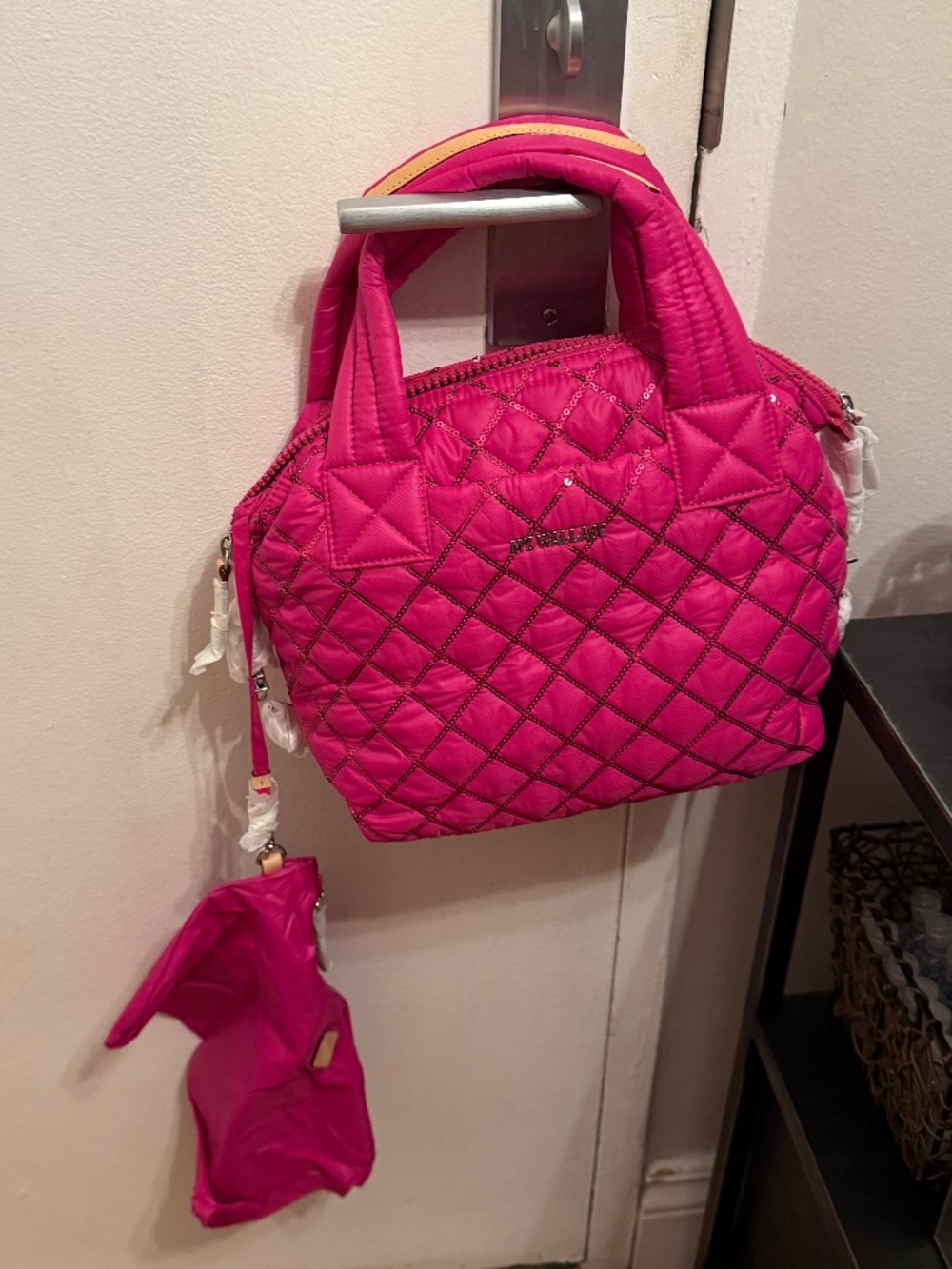MZ Wallace Sutton Deluxe Size S Fuchsia with Sequin NWT - Picture 7 of 9